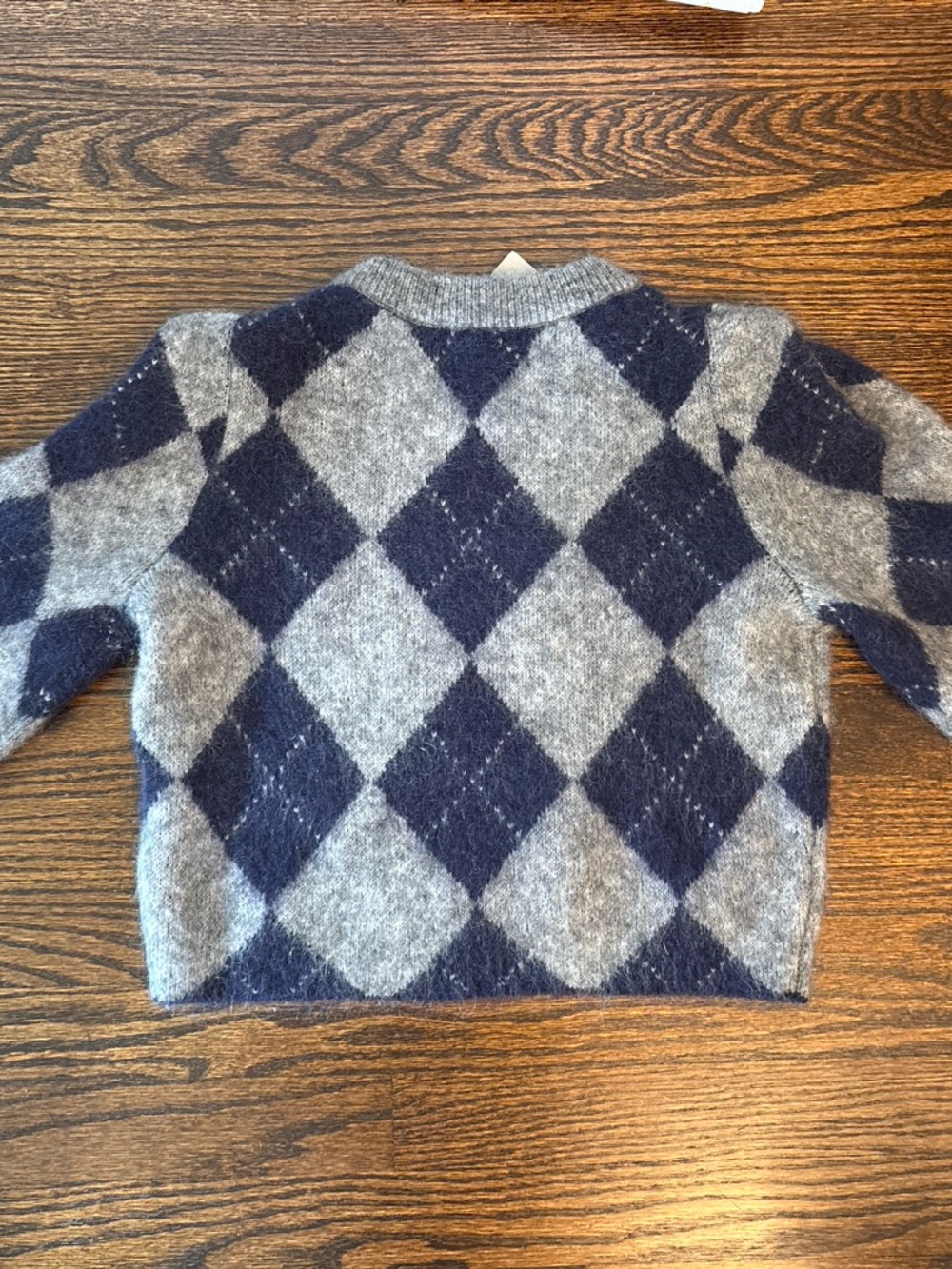 H&M Women's mohair blend Argyle Crewneck Sweater in Navy and Gray
